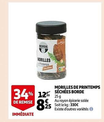 Morilles de printemps séchées borde