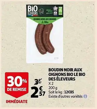 Auchan Boudin aux oignons bio le bio des éleveurs offre