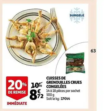 Auchan Cuisses de grenouilles crues congelées offre