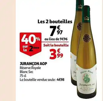 Auchan Jurançon aop réserve royale blanc sec offre