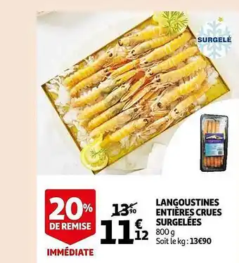 Auchan Langoustines entières crues surgelées offre