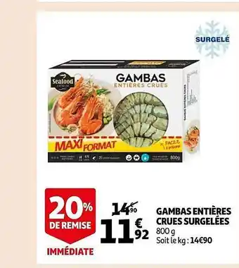 Auchan Gambas entières crues surgelées offre