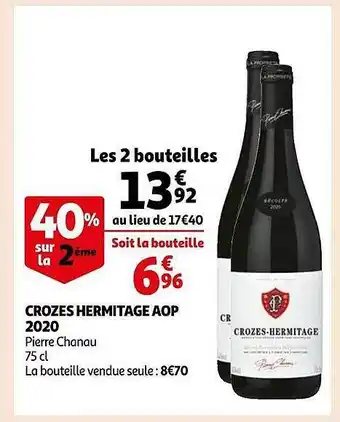 Auchan Crozes hermitage aop 2020 pierre chanau offre