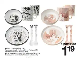 Zeeman Bol, tasse avec anse, assiette, lot de couverts offre
