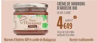 La Vie Claire Crème de marrons d'ardèche bio la vie claire offre