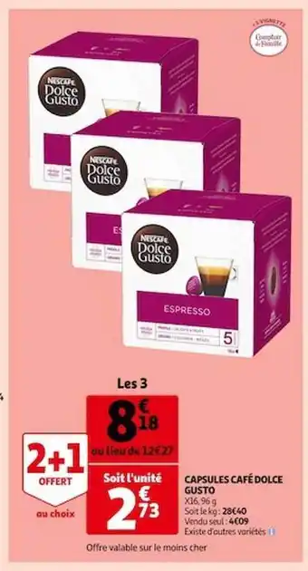 Auchan Capsules café dolce gusto offre