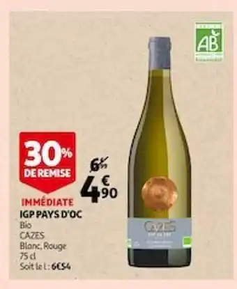 Auchan Igp pays d'oc bio cazes offre