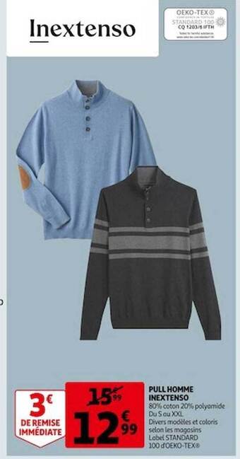 Auchan Pull homme inextenso offre