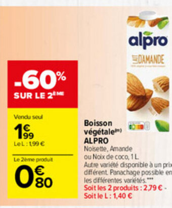 Carrefour Market Boisson végétale alpro offre