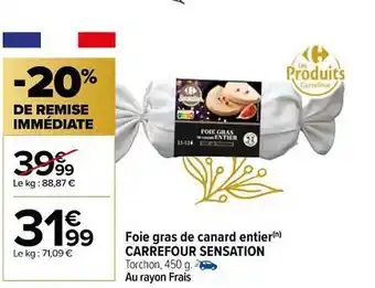 Carrefour Market Foie gras de canard entier carrefour sensation offre