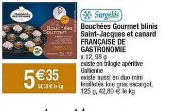 Cora x Carrefour Bouchées gourmet blinis saint-jacques et canard française de gastronomie offre