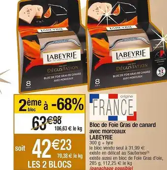 Cora x Carrefour Bloc de foie gras de canard avec morceaux labeyrie offre