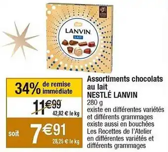 Cora x Carrefour Assortiments chocolats au lait nestlé lanvin offre