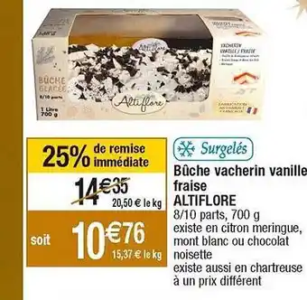 Bûche vacherin vanille fraise altiflore