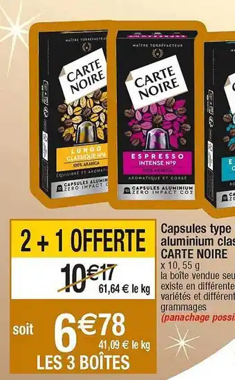 Cora x Carrefour Capsules type aluminium classique carte noire offre