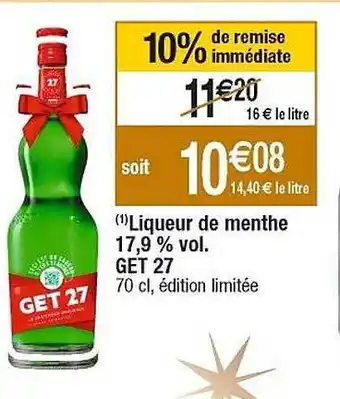 Cora x Carrefour Liqueur de menthe 17,9% vol. get 27 offre