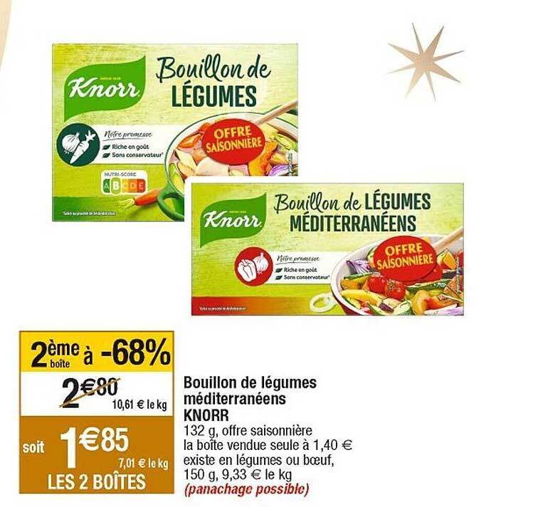 Promo Bouillon de légumes méditerranéens knorr chez Cora