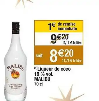 Cora x Carrefour Liqueur de coco 18% vol. malibu offre