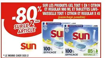 Cora x Carrefour Les produits gel tout 1 en 1 citron et régular 900ml et tablettes lave-vaisselle tout 1 citron et régular x 45 offre