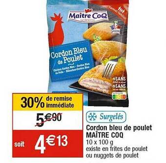 Cora x Carrefour Cordon bleu de poulet maître coq offre