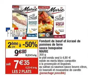 Cora x Carrefour Fondant de bœuf et écrasé de pommes de terre sauce basquaise marie offre