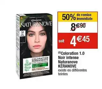Cora x Carrefour Coloration 1.0 noir intense naturanove kéranove offre