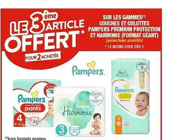 Cora x Carrefour Les gammes couches et culottes pampers premium protection et harmonie offre
