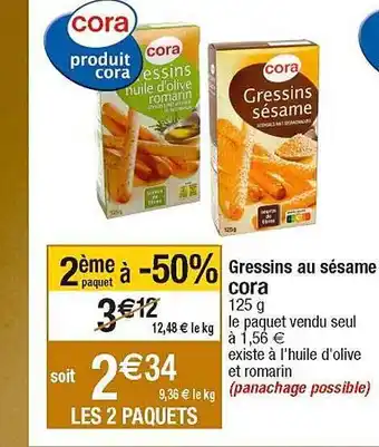 Cora x Carrefour Gressins au sésame cora offre