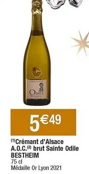 Cora x Carrefour Crémant d'alsace a.o.c. brut sainte odile bestheim offre