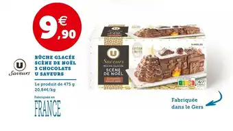 Super U Bûche Glacée Scène de Noël 3 Chocolats U Saveurs offre