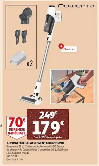 Auchan Aspirateur balai rowenta rh3985swo offre