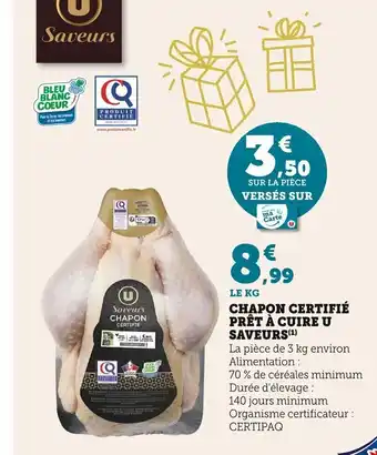 Super U Chapon Certifié Prêt-A-Cuire U Saveur offre