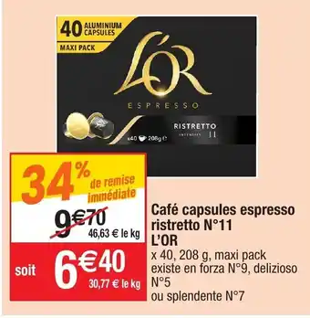 Migros Café Capsules Espresso Ristretto N 11 L'Or offre