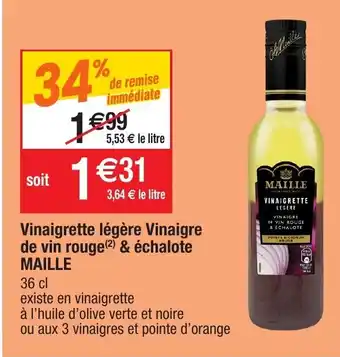 Migros Vinaigrette Légère Vinaigre De Vin Rouge & Échalote offre