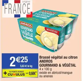 Migros Brassé Végétal Au Citron Andros Gourmand & Végétal offre