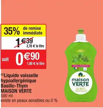 Liquide Vaisselle Hypoallergénique Basilic-Thym