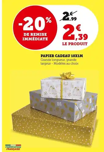 Super U Papier Cadeau 10x1m offre