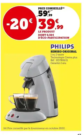 Super U Philips senseo Original offre