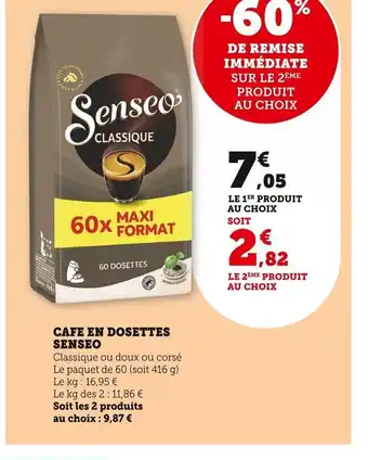 Super U Cafe En Dosettes Senseo offre