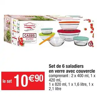 Migros Set De 6 Saladiers En Verre Avec Couvercle offre