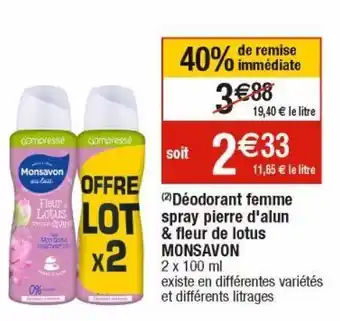 Cora x Carrefour Déodorant monsavon offre