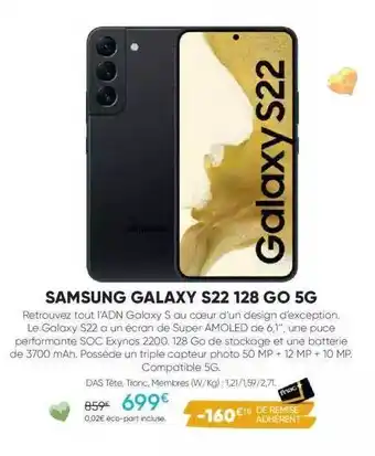 Fnac Samsung galaxy s22 128 go 5g offre