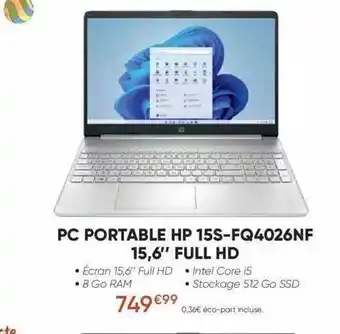 Pc portable hp 15s-fq4026nf 15,6