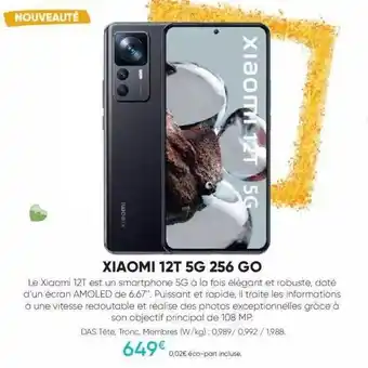 Fnac Xiaomi 12t 5g 256 go offre