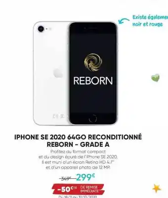 Iphone se 2020 64go reconditionné reborn - grade a