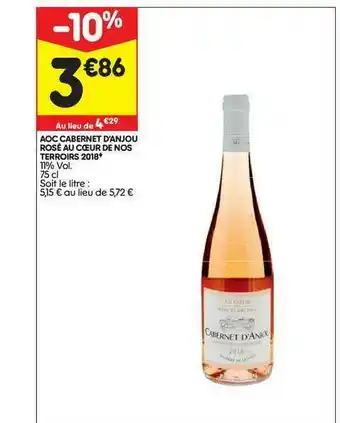 Leader Price Aoc Cabernet D'anjou Rosé Au Cœur De Nos Terroirs 2018 offre
