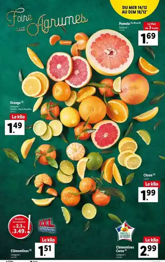 Lidl Pomelo, orange, clémentines, clémentines corse, citron offre