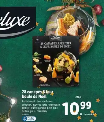 Lidl 28 canapés & leur boule de noël deluxe offre