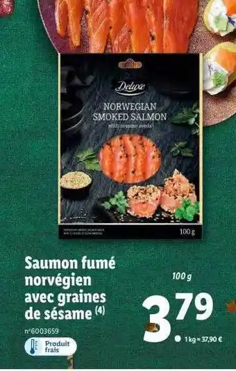 Lidl Saumon fumé norvégien avec graines de sésame deluxe offre