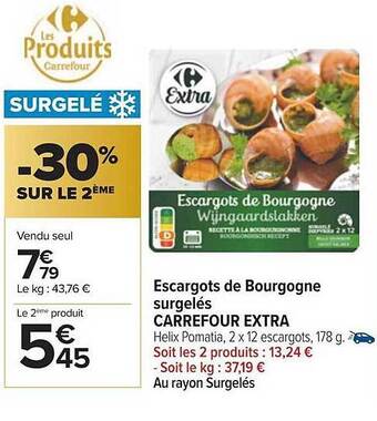 Carrefour Escargots de bourgogne surgelés carrefour extra offre